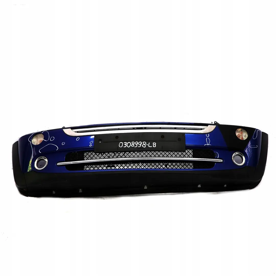 Complete Front Bumper Panel Lightning Blue - A63 to BMW Mini Cooper Cabrio R50 R52 with Part number 0308998 BMW Mini Cooper Cabrio R50 R52 Complete Front Bumper Panel Lightning Blue - A63 - SKU 0308998-LB - Part number 0308998
