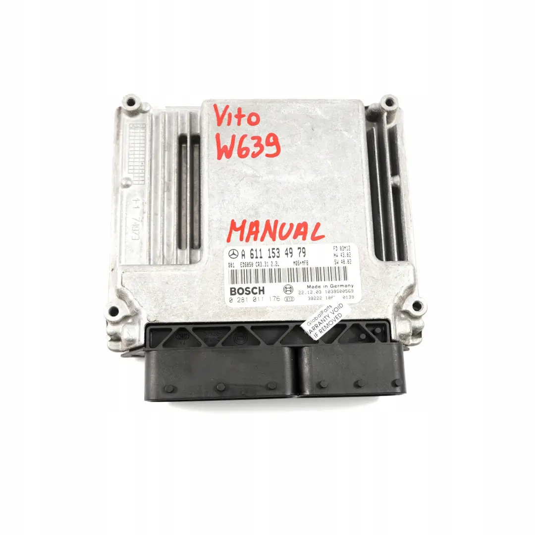Komputer sterownik silnik do MERCEDES VITO VIANO W639 o numerze A6111534979 MERCEDES VITO VIANO W639 Komputer sterownik silnik - SKU A6111534979 - Numer Części A6111534979