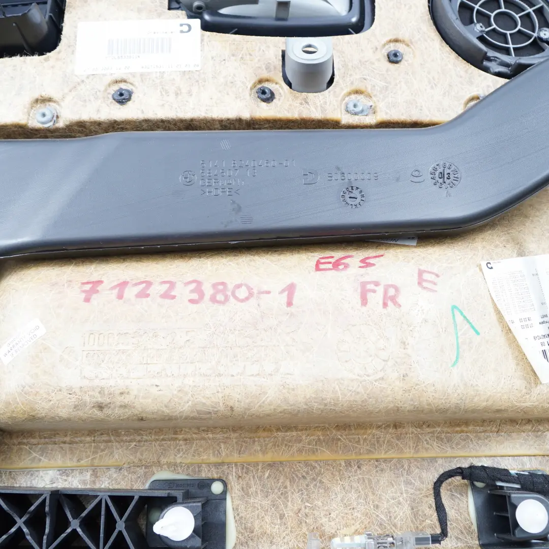 Front Right O/S Door Card Leather Pearl Black Lining Trim to BMW 7 Series E65 E66 with Part number 7122380 BMW 7 Series E65 E66 Front Right O/S Door Card Leather Pearl Black Lining Trim - SKU 7122380 - Part number 7122380