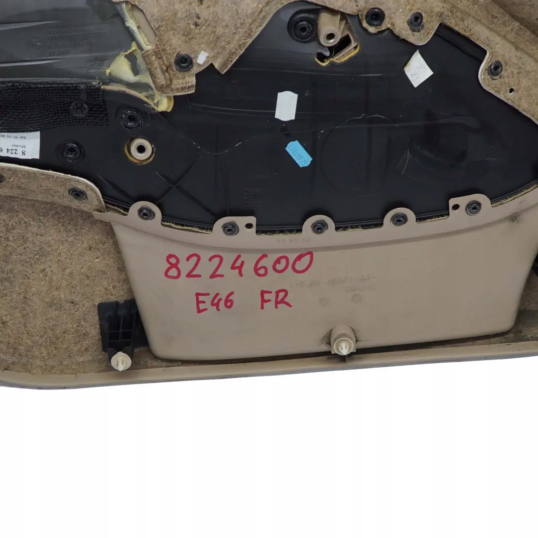 BMW 3 E46 Saloon Touring Front Right O/S Trim Panel Door Card Leather Beige - SKU 8224600 - Part number 8224600