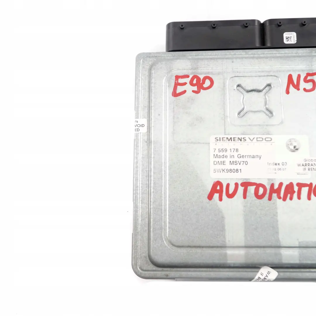 N52 Motor ECU DME Caja Cambios Automatica para BMW E60 E63 E65 E85 E87 E90 con número de pieza 7559178 BMW E60 E63 E65 E85 E87 E90 N52 Motor ECU DME Caja Cambios Automatica - SKU 7559178 - Número de pieza 7559178