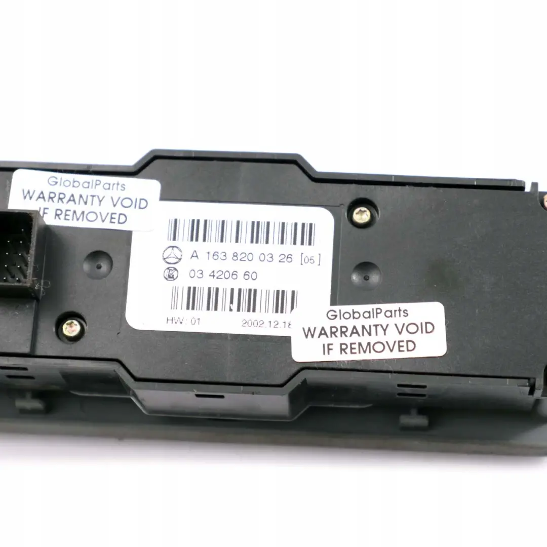  Mercedes-Benz M-Class W163 Centre Console Window Air Conditioning Switch Panel - SKU A1638204910 - Part number A1688206810