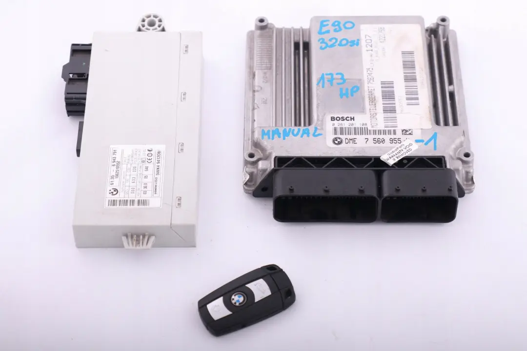 320si 173HP DME Petrol N45 ECU Kit CAS2 + Key Manual to BMW 3 Series E90 with Part number 7560955 BMW 3 Series E90 320si 173HP DME Petrol N45 ECU Kit CAS2 + Key Manual - SKU 7560955-1 - Part number 7560955