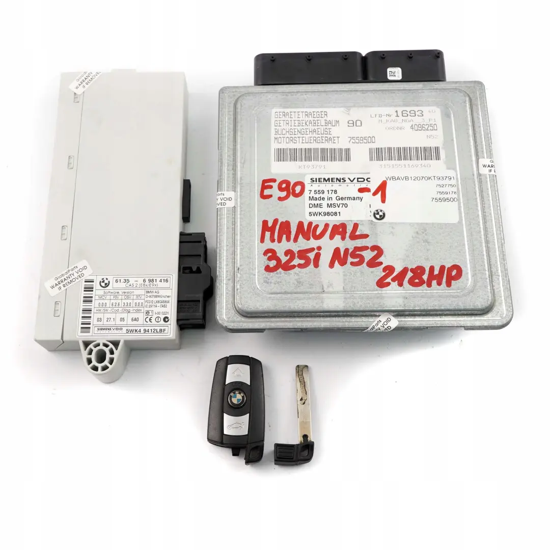 BMW E60 E90 E91 325i 525i N52 218HP Engine ECU Kit DME CAS2 + Key Manual - SKU 7559178-1 - Part number 7559178