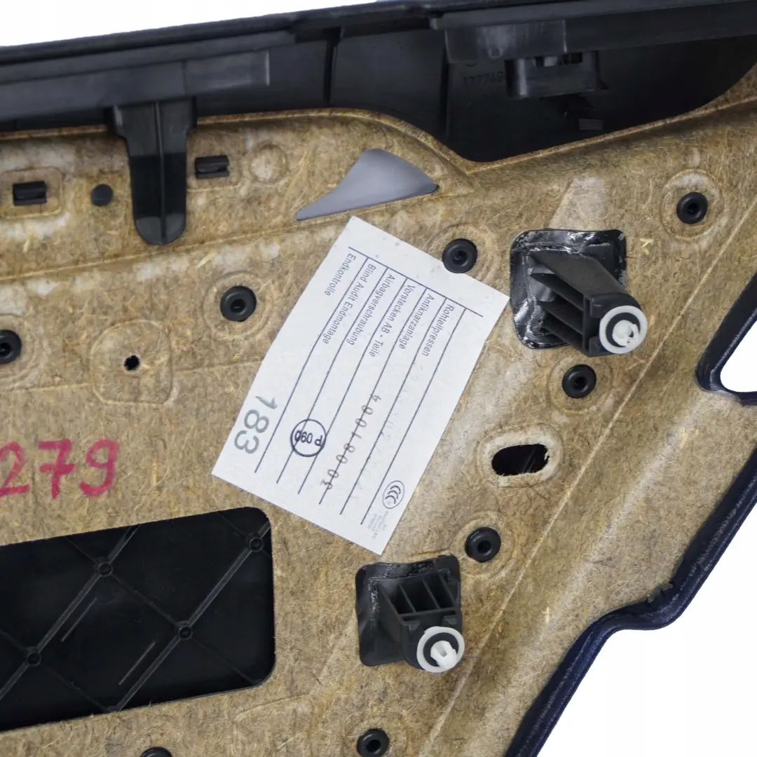 Tapicerka boczek drzwi lewy tył skóra do BMW F10 F11 o numerze 7273279 BMW F10 F11 Tapicerka boczek drzwi lewy tył skóra - SKU 7273279 - Numer Części 7273279