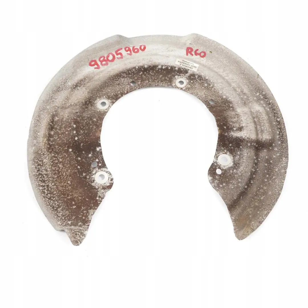 Left Right N/O/S Wheel Brake Disc Protection Plate to BMW Mini R60 R61 Rear with Part number 9805960 BMW Mini R60 R61 Rear Left Right N/O/S Wheel Brake Disc Protection Plate - SKU 9805960 - Part number 9805960