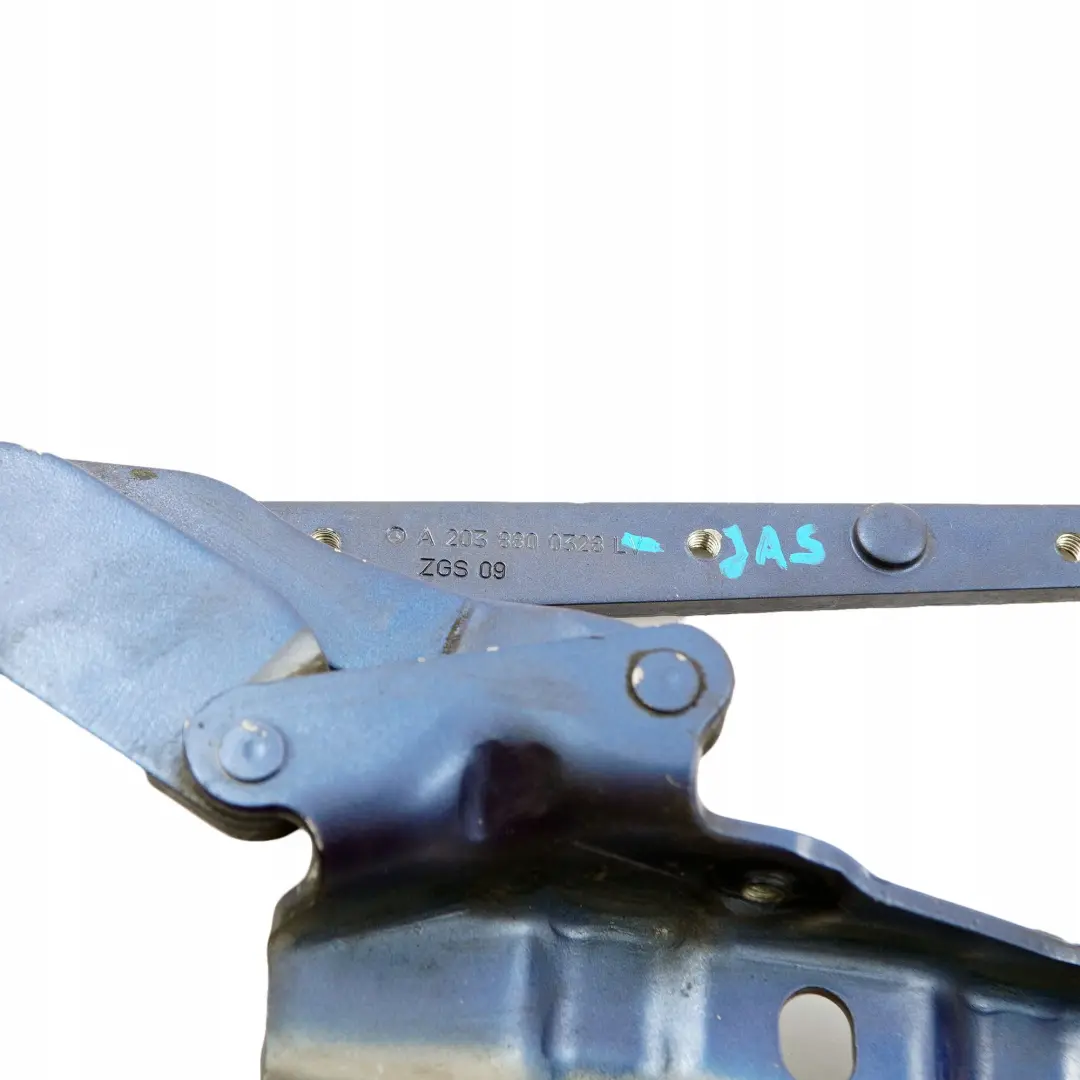 Cerniera sinistra N/S Cofano anteriore Jaspisblau Blu - 345 per Mercedes W203 con numero di parte A2038800328 Mercedes W203 Cerniera sinistra N/S Cofano anteriore Jaspisblau Blu - 345 - SKU A2038800328-JAS - Numero di parte A2038800328