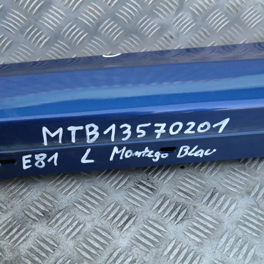 Nakładka próg lewy montegoblau A51 do BMW 1 E81 o numerze 51770036143 BMW 1 E81 Nakładka próg lewy montegoblau A51 - SKU 0036143-MTB1 - Numer Części 51770036143
