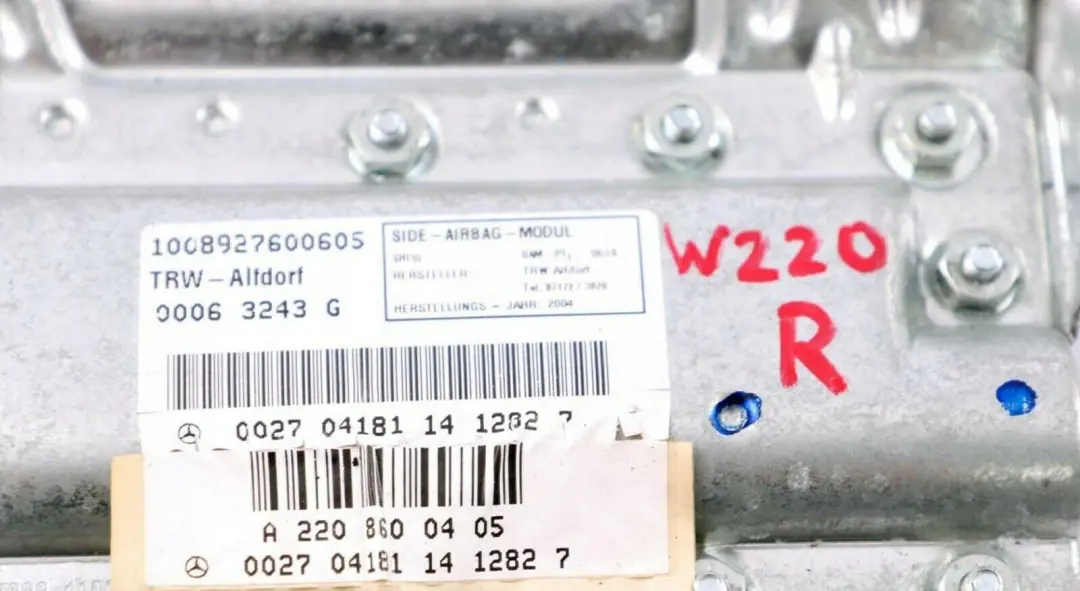  Mercedes-Benz S-Class W220 Front Rear Right O/S Door Airbag Module - SKU A2208600405 - Part number A2208600405