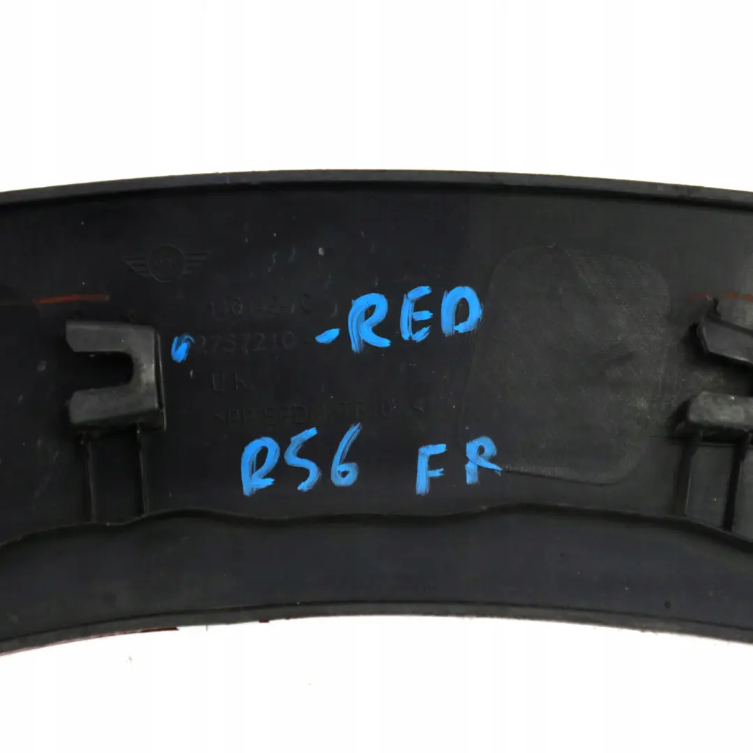 Extension del arco De rueda delantera derecha Rojo para MINI Cooper R56 R57 R58 con número de pieza 2757210 MINI Cooper R56 R57 R58 Extension del arco De rueda delantera derecha Rojo - SKU 2757210-RED - Número de pieza 2757210