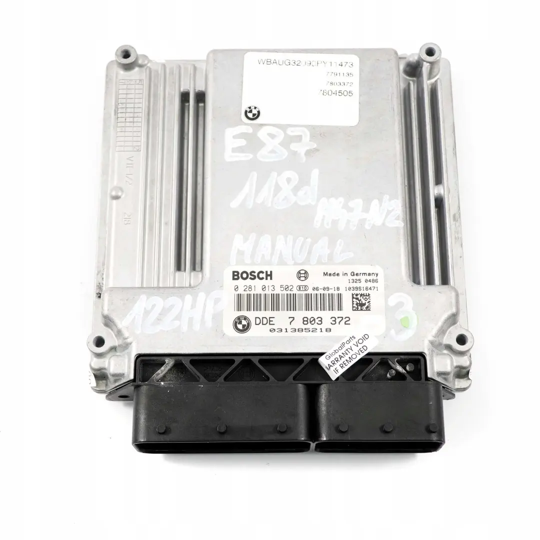 BMW E87 E90 E91 118d 318d M47N2 122HP Engine ECU KIT DDE CAS3 + Key - SKU 7803372-3 - Part number 7803372