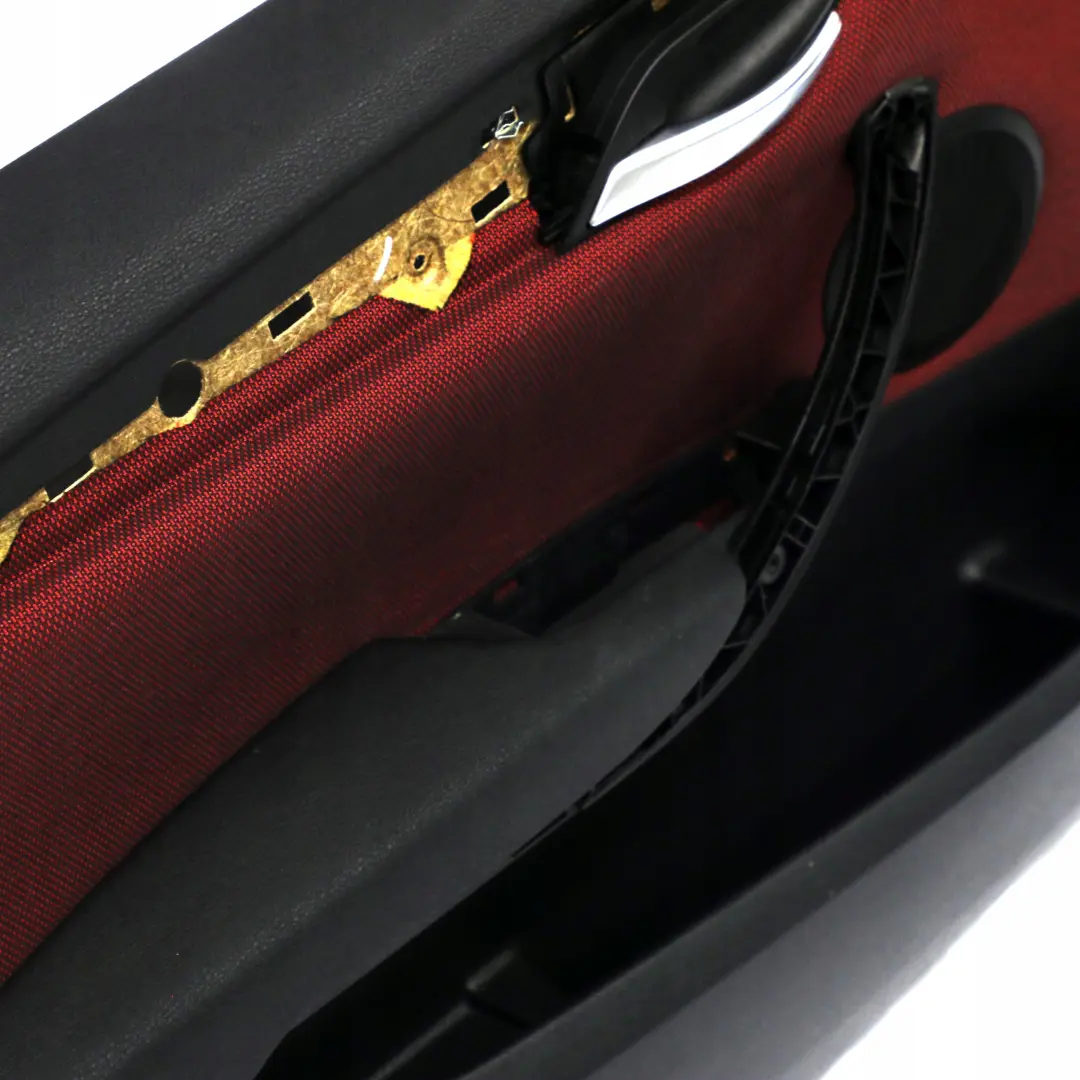 Front Door Card Lining Trim Left N/S Fabric Cloth Vermilion Red to BMW X1 E84 with Part number 7320191 BMW X1 E84 Front Door Card Lining Trim Left N/S Fabric Cloth Vermilion Red - SKU 7320191 - Part number 7320191