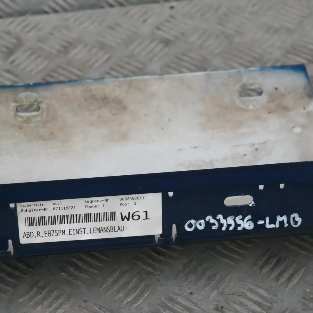 Nakładka listwa próg prawy M-Pakiet do BMW E87 o numerze 51770033556-LMB1 BMW E87 Nakładka listwa próg prawy M-Pakiet - SKU 0033556-LMB - Numer Części 51770033556-LMB1