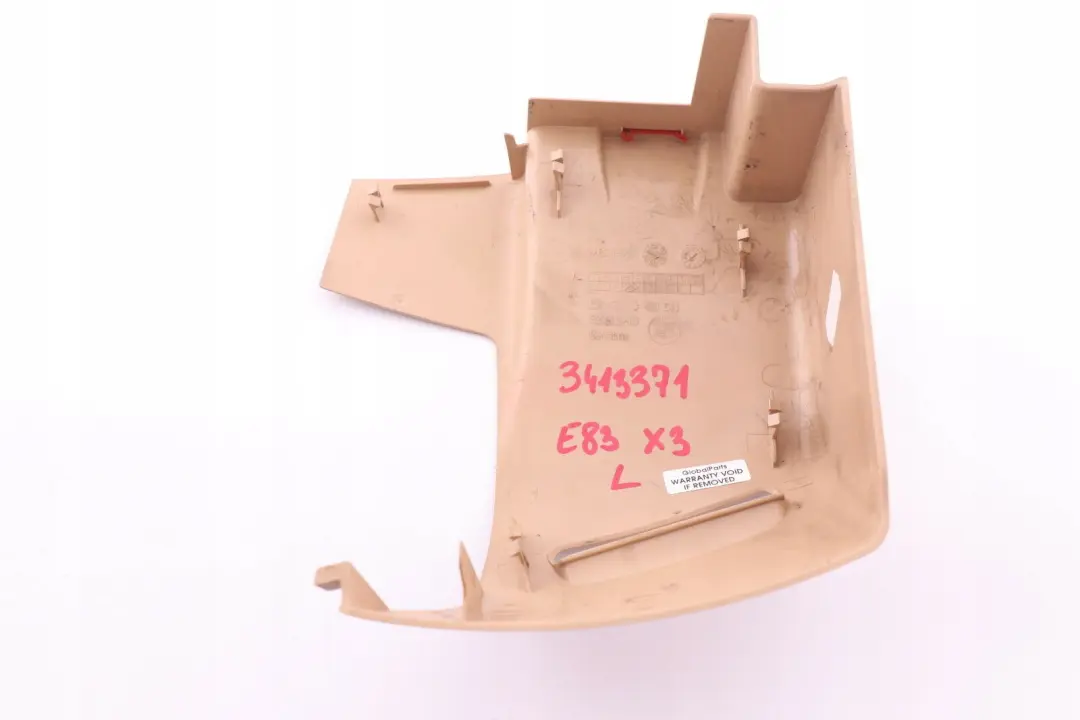 Belt Reel Trim Left N/S Sandbeige Beige 3400511 to BMW X3 E83 E83 LCI Cover with Part number 3413371 BMW X3 E83 E83 LCI Cover Belt Reel Trim Left N/S Sandbeige Beige 3400511 - SKU 3413371 - Part number 3413371