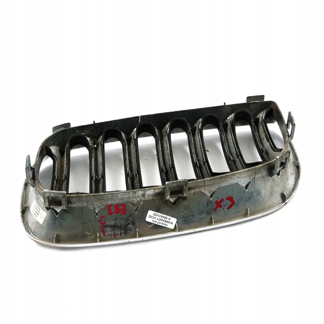 Front Bumper Centre Grille Kidney Right O/S Chrome to BMW X3 Series E83 2 with Part number 3402910 BMW X3 Series E83 2 Front Bumper Centre Grille Kidney Right O/S Chrome - SKU 3402910-2 - Part number 3402910