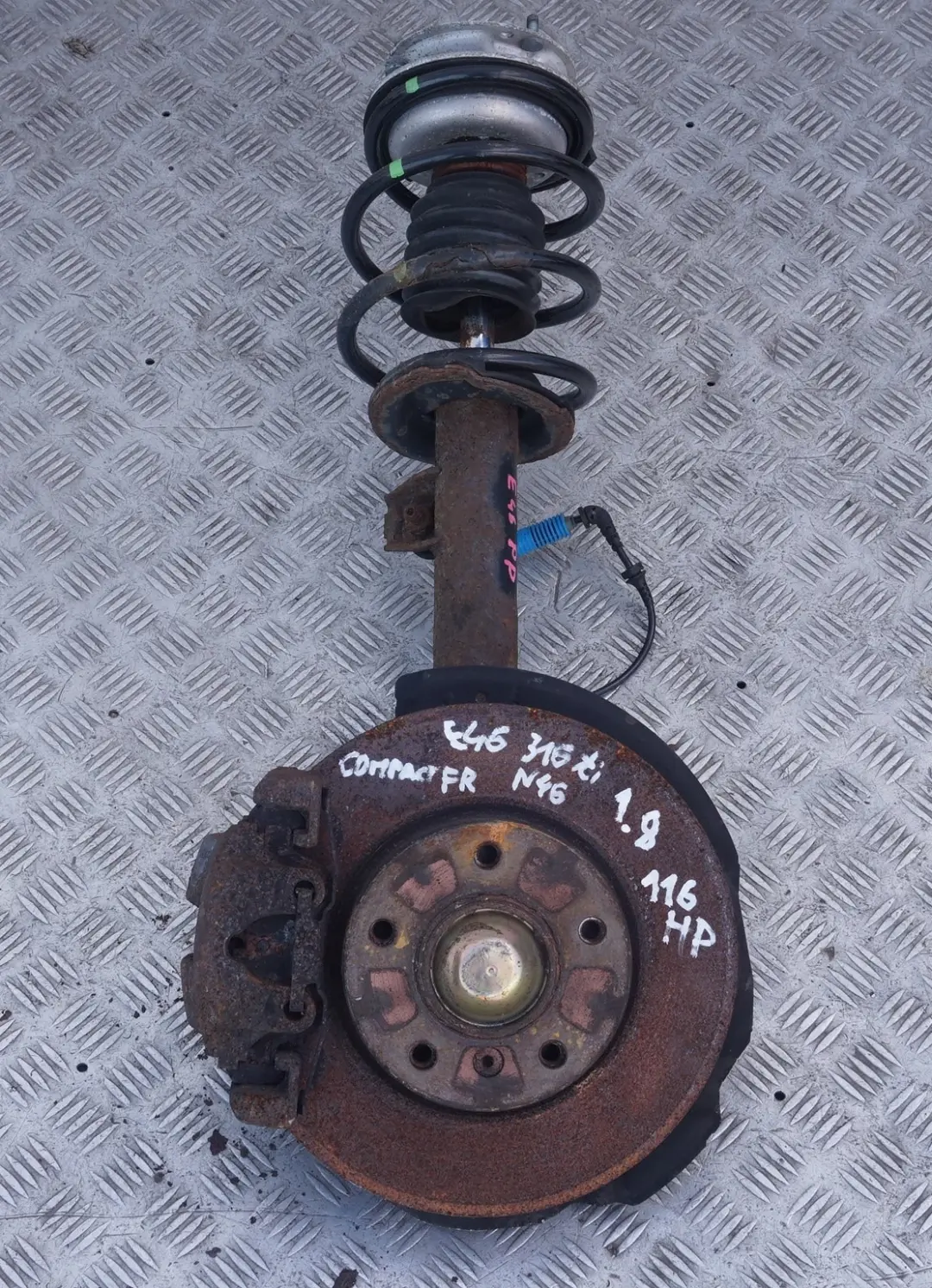 N46 Front Right O/S Suspension Leg Brake Axle to BMW 3 Series E46 Compact 316ti with Part number 1096852 BMW 3 Series E46 Compact 316ti N46 Front Right O/S Suspension Leg Brake Axle - SKU 1096852 - Part number 1096852