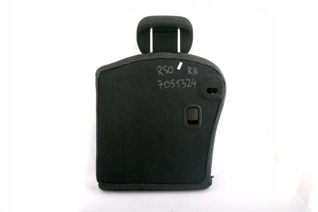 Right O/S Cloth Backrest Kaleido Black to BMW Mini Cooper R50 Rear Seat with Part number 7051324 BMW Mini Cooper R50 Rear Seat Right O/S Cloth Backrest Kaleido Black - SKU 7051324 - Part number 7051324