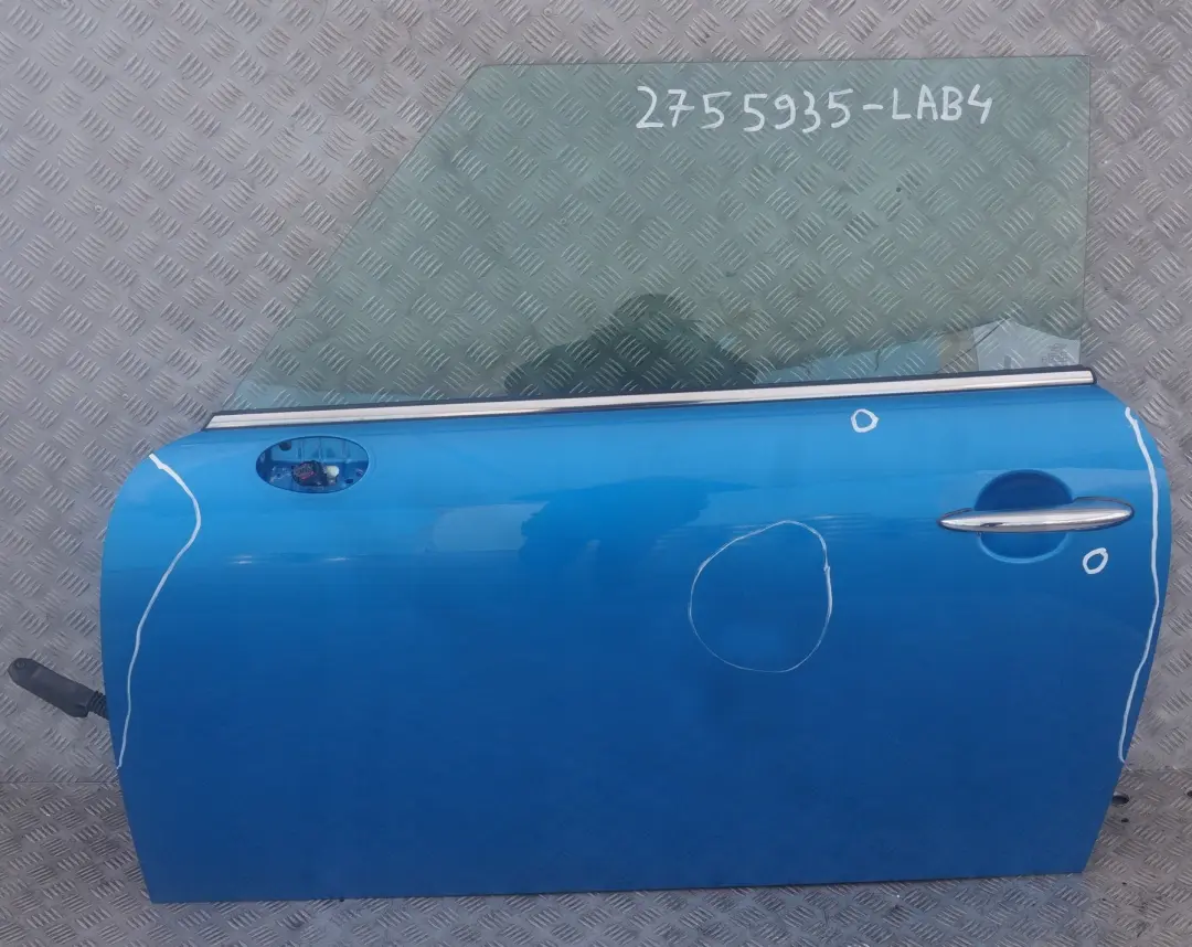 Door front left N/S Laser Blue Metallic to BMW MINI Cooper 4 R55 R56 R57 R58 R59 with Part number 2755935 BMW MINI Cooper 4 R55 R56 R57 R58 R59 Door front left N/S Laser Blue Metallic - SKU 2755935-LAB4 - Part number 2755935