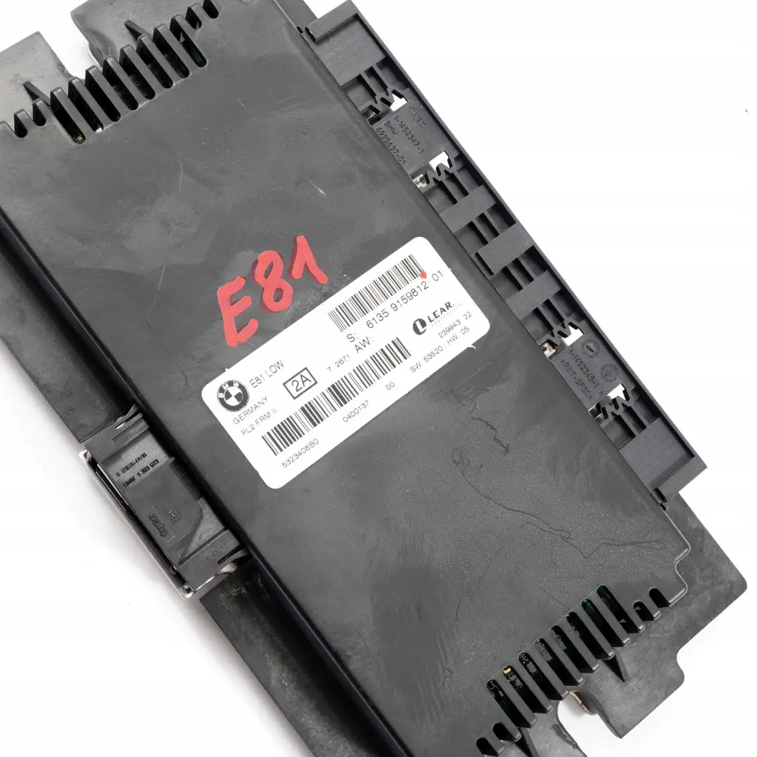Footwell ECU Modulo De Control De Luz LOW PL2 FRM3R Lear para BMW E81 con número de pieza 9159812 BMW E81 Footwell ECU Modulo De Control De Luz LOW PL2 FRM3R Lear - SKU 9159812 - Número de pieza 9159812