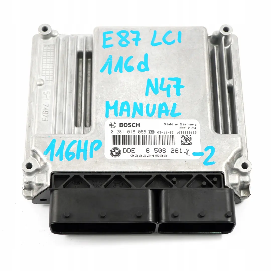 BMW E87 LCI E90 116d 316d N47 Engine ECU KIT DDE + CAS3 + Key Manual - SKU 8506281-2 - Part number 8506281