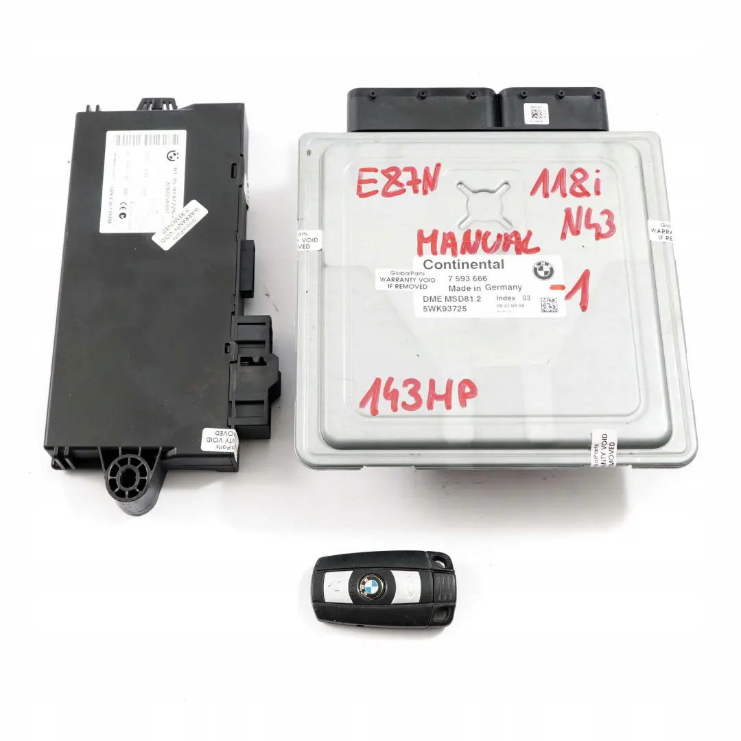 BMW E81 E87 LCI E90 E91 118i 318i N43 ECU Kit DME + CAS3 + Key Manual - SKU 7593666-1 - Part number 7593666