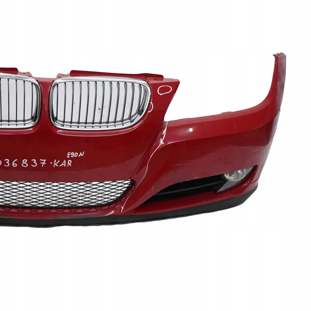 BMW 3 E90 E91 LCI Front Bumper Trim Panel Complete Karmesinrot Crimson Red A61 - SKU 0036837-KAR - Part number 0036838