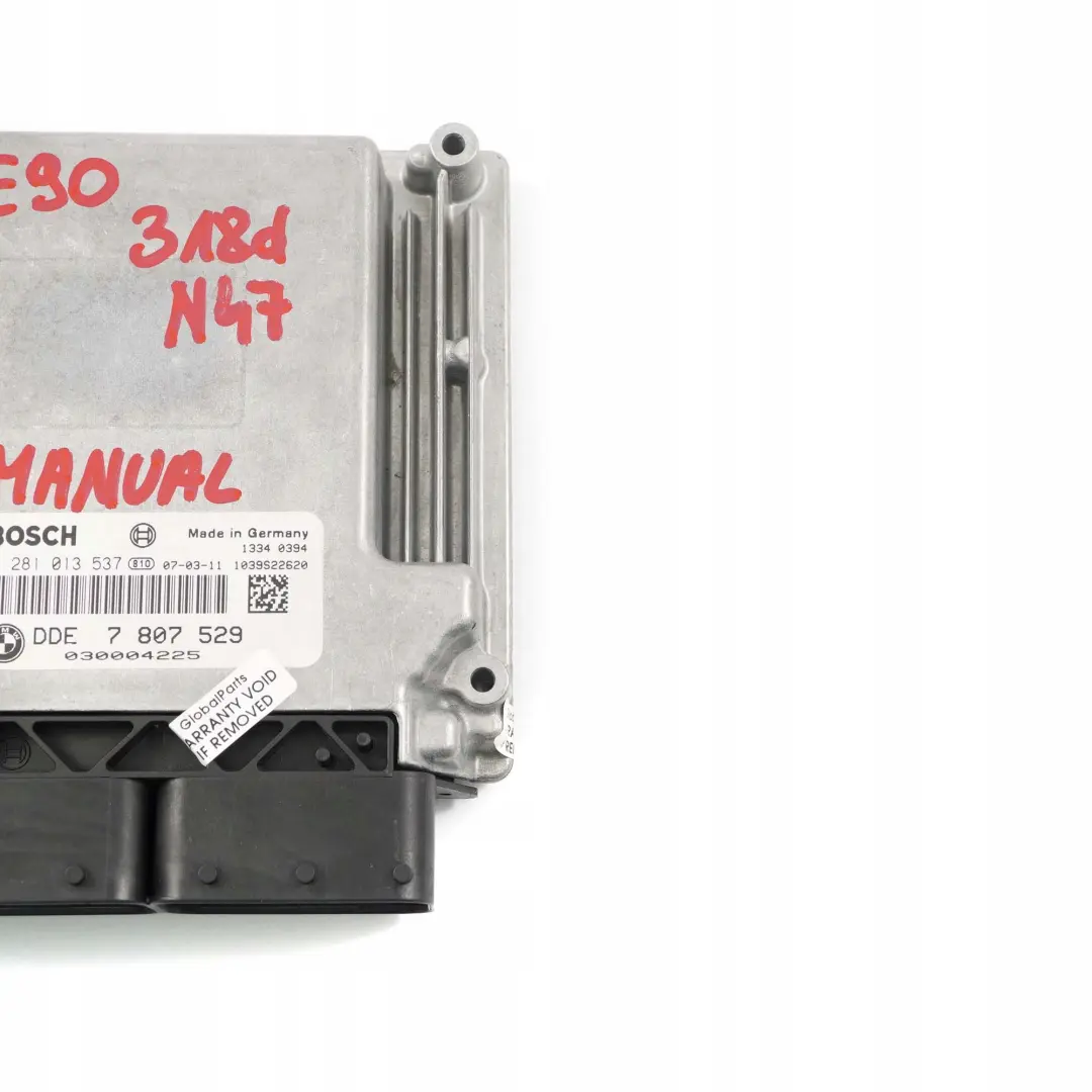 N47 DDE Unidad de Control Motor Diesel ECU Manual para BMW E87 LCI E90 E91 con número de pieza 7807529 BMW E87 LCI E90 E91 N47 DDE Unidad de Control Motor Diesel ECU Manual - SKU 7807529 - Número de pieza 7807529