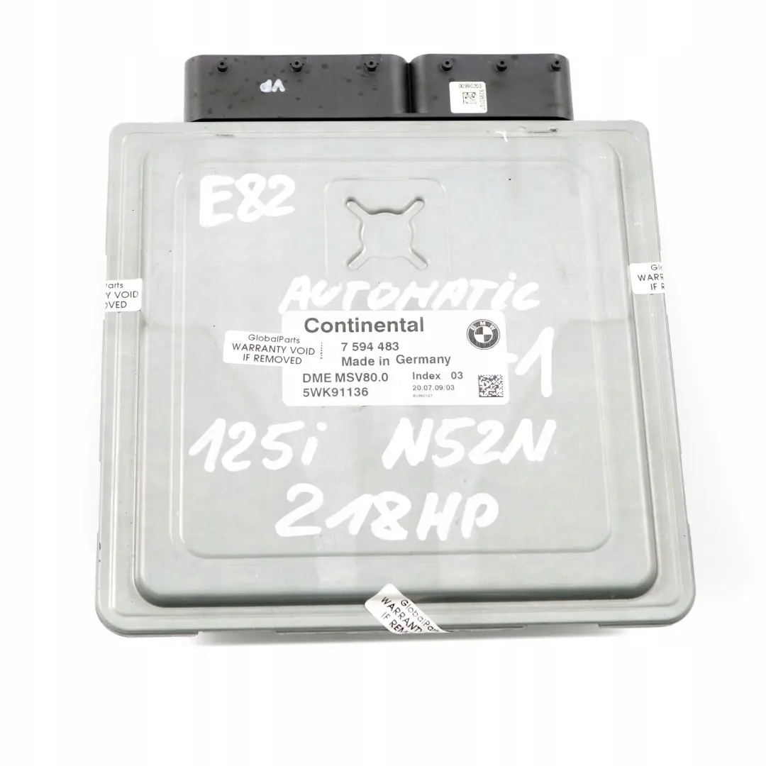 N52N 218HP ECU Kit DME CAS3 + Key Automatic BMW 1 Series E82 E88 125i - SKU 7594483-1 - Part number 7594483