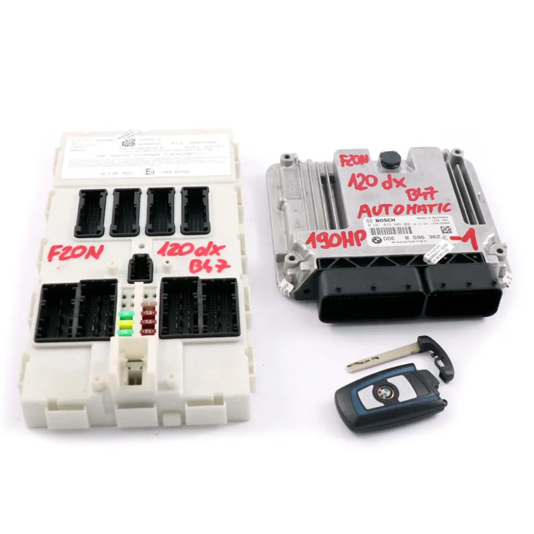 120dX 320dX B47 Engine ECU Kit DDE FEM + Key Automatic to BMW F20 F30 LCI with Part number 8596362 BMW F20 F30 LCI 120dX 320dX B47 Engine ECU Kit DDE FEM + Key Automatic - SKU 8596362-1 - Part number 8596362