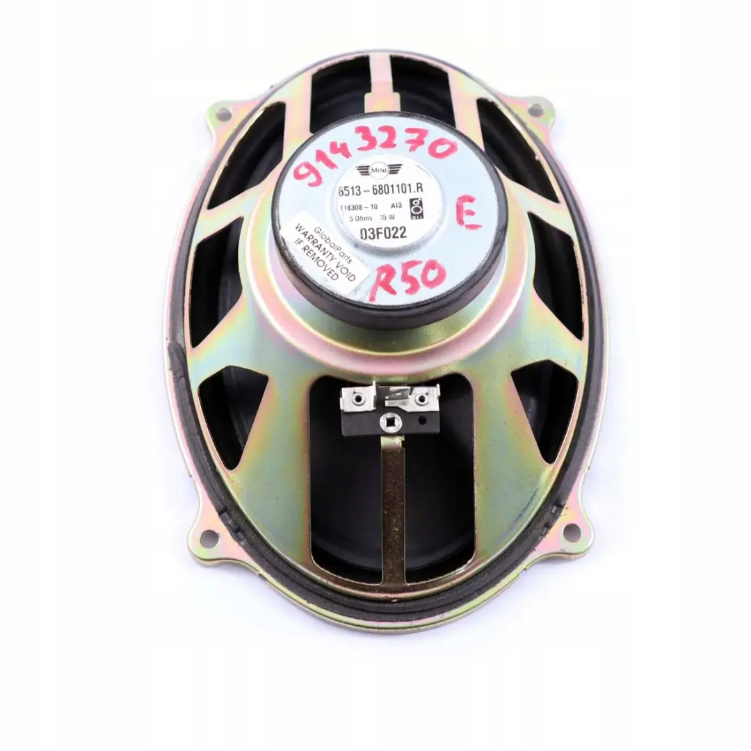 Haut-Parleur Arriere 65136801101 6801101 Mini Cooper One R50 R53 - SKU 9143270 - Numéro de pièce 9143270