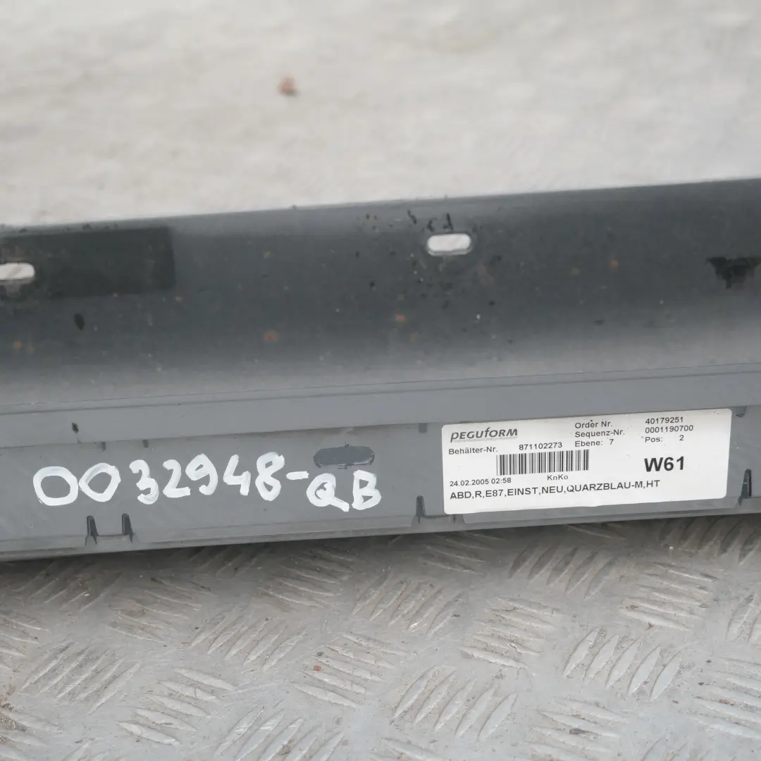 Nakładka próg prawy Quarzblau do BMW E87 o numerze 51770032948 BMW E87 Nakładka próg prawy Quarzblau - SKU 0032948-QB - Numer Części 51770032948