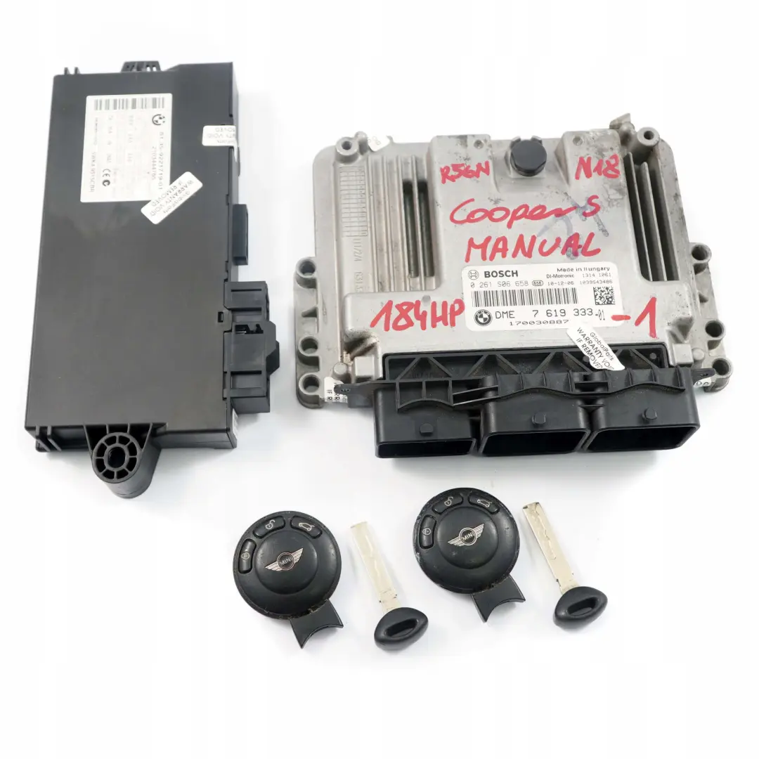 184HP ECU Kit DME + CAS3 + Key Manual to Mini Cooper S R55 R56 LCI N18 1.6 with Part number 7619333 Mini Cooper S R55 R56 LCI N18 1.6 184HP ECU Kit DME + CAS3 + Key Manual - SKU 7619333-1 - Part number 7619333