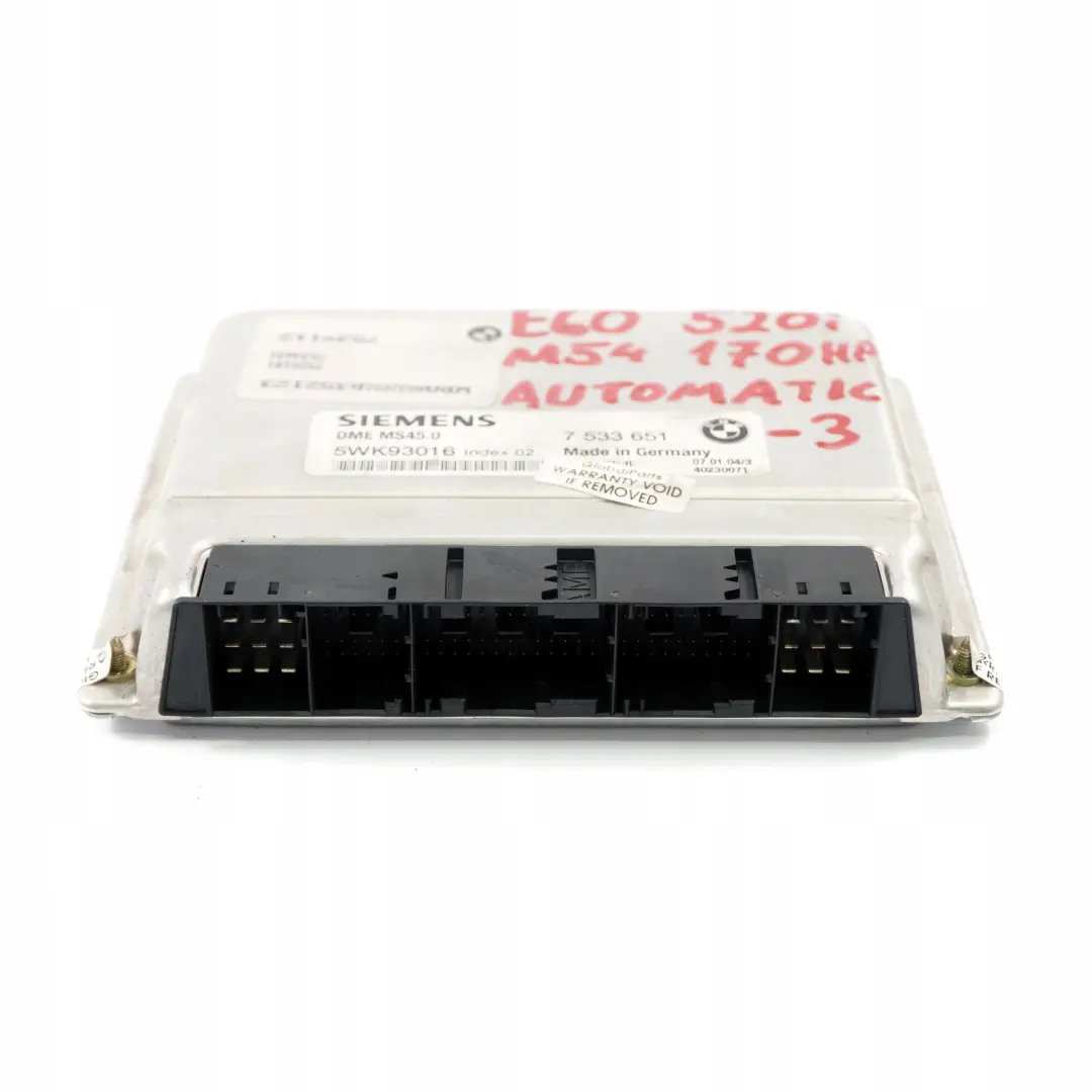 M54 170PS ecu Kit Dme Commande + CAS2 Automatique pour BMW 5 E60 520i à propos du numéro de pièce 7533651 BMW 5 E60 520i M54 170PS ecu Kit Dme Commande + CAS2 Automatique - SKU 7533651-3 - Numéro de pièce 7533651