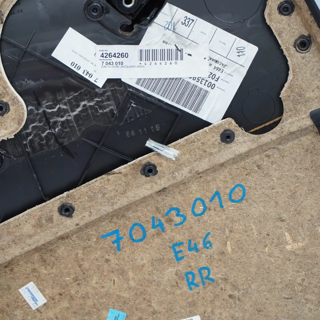 BMW 3 E46 Limousine Kombi Türverkleidung Hinten Rechts Stoff Anthrazit - SKU 7043010 - Teilenummer 7043010