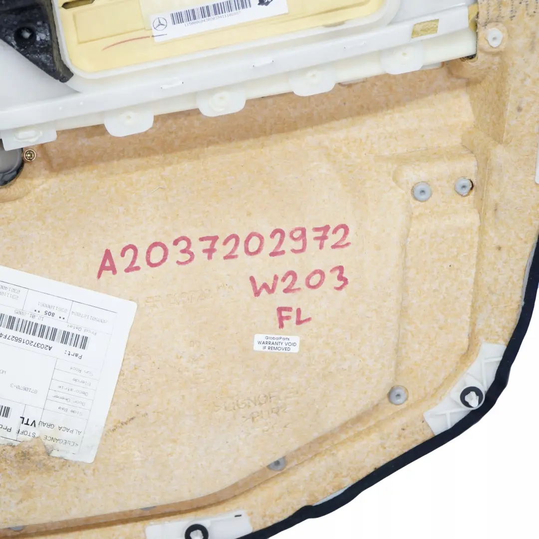 Mercedes-Benz C W203 Front Left N/S Door Card Trim Panel Cloth Alpaca Grey - SKU A2037202972 - Part number A2037202972