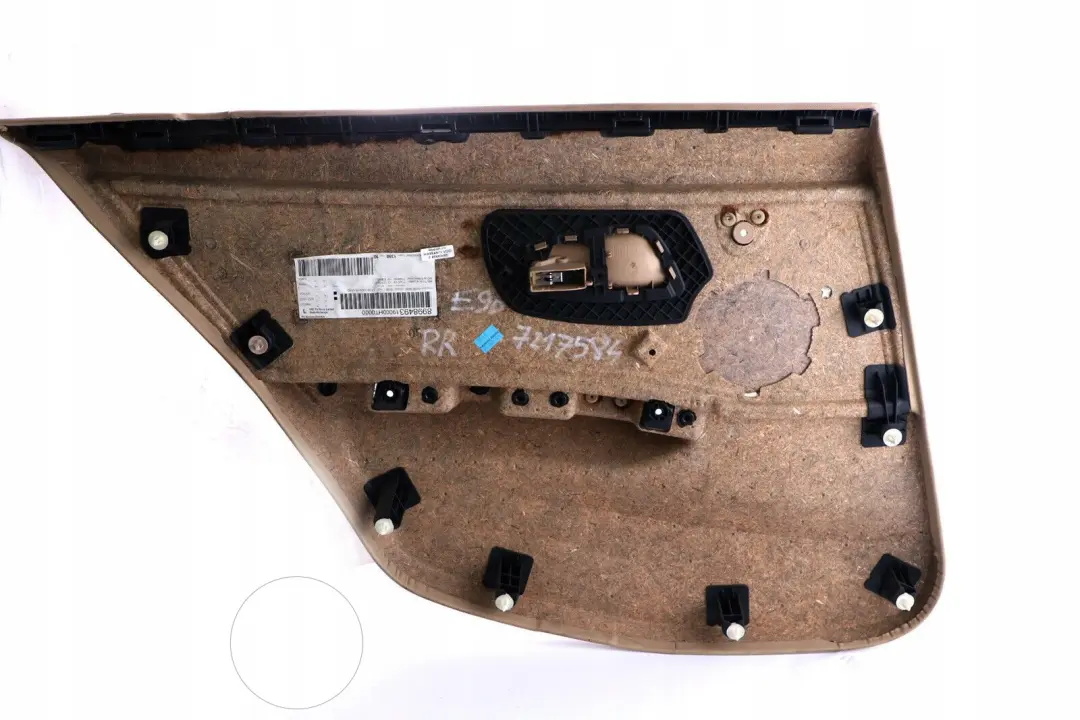 Right O/S Door Card Lining Beige Leather Trim Panel to BMW 3 Series E90 Rear with Part number 7217584 BMW 3 Series E90 Rear Right O/S Door Card Lining Beige Leather Trim Panel - SKU 7217584 - Part number 7217584
