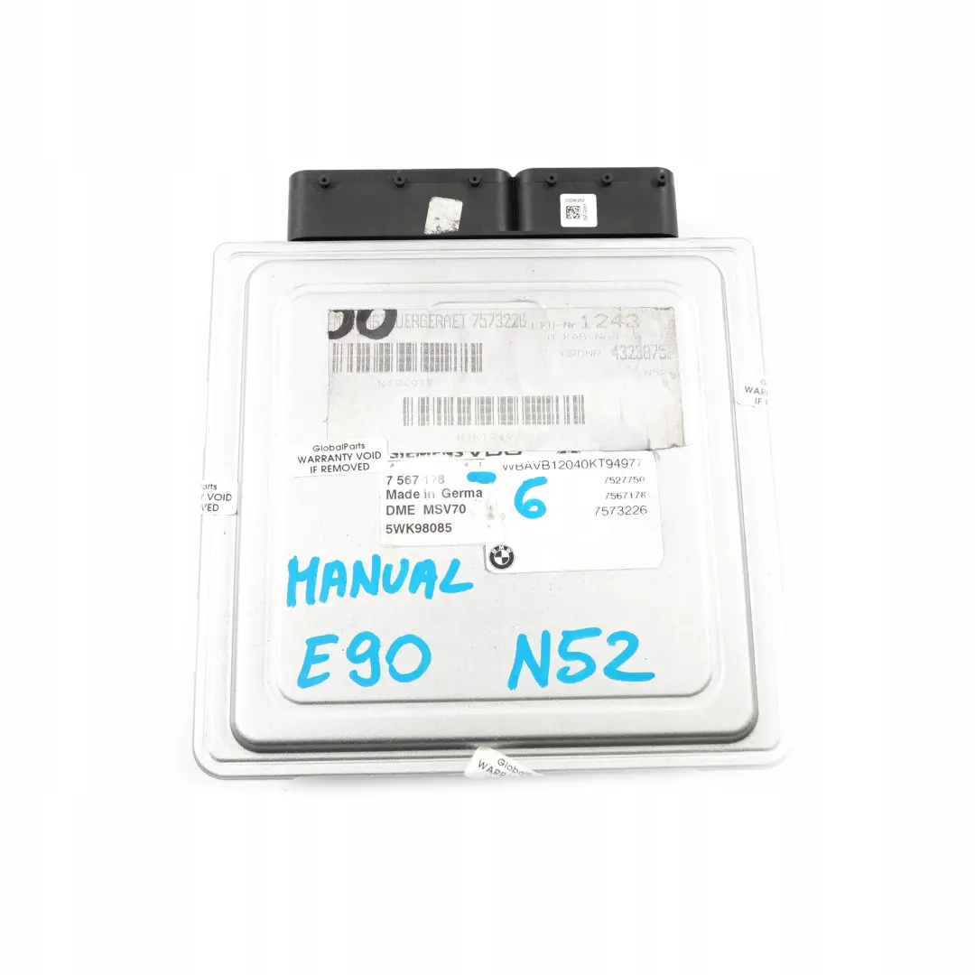 N52 Motor Steuergerät DME Schaltgetrieb für BMW E60 E65 E85 E90 E91 Petrol mit Teilenummer 7567178 BMW E60 E65 E85 E90 E91 Petrol N52 Motor Steuergerät DME Schaltgetrieb - SKU 7567178-6 - Teilenummer 7567178