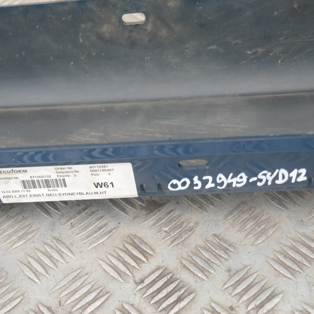  BMW2 E87 Listello Portiera Apertura Gonna SX Blu Sydney Blu A19 - SKU 0032949-SYD12 - Numero di parte 32949