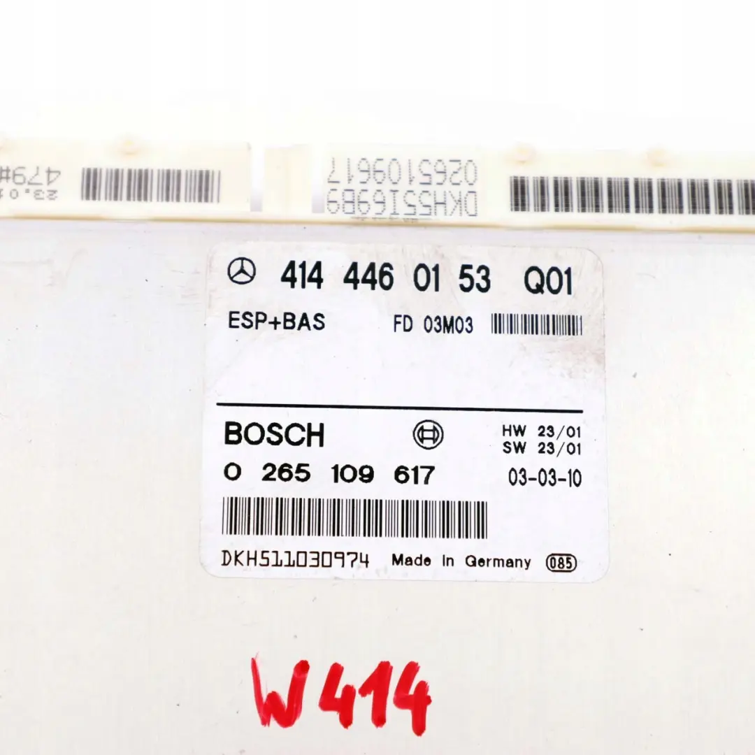 Mercedes-Benz W414 Esp Bas Unite De Commande ECU Module pour à propos du numéro de pièce A4144460153 Mercedes-Benz W414 Esp Bas Unite De Commande ECU Module - SKU A4144460153 - Numéro de pièce A4144460153