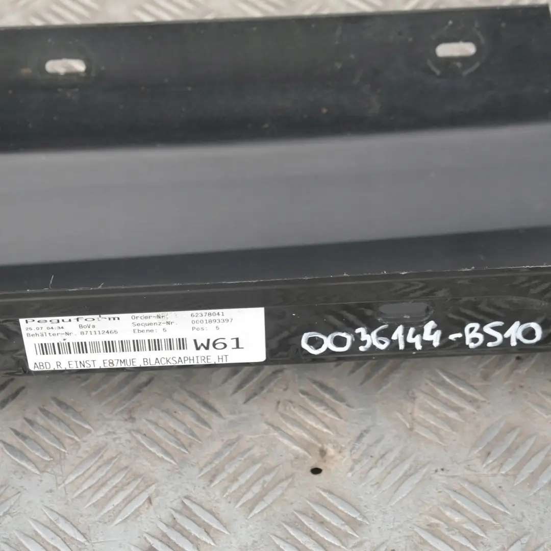 Nakładka próg prawy listwa progowa do BMW E87 LCI o numerze 36144 BMW E87 LCI Nakładka próg prawy listwa progowa - SKU 0036144-BS10 - Numer Części 36144