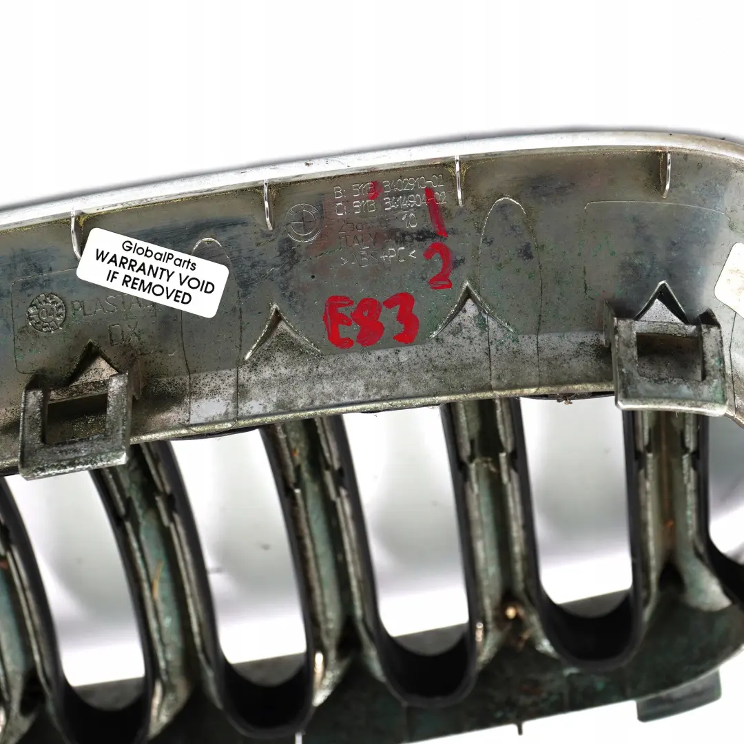 BMW X3 Series E83 2 Front Bumper Centre Grille Kidney Right O/S Chrome - SKU 3402910-2 - Part number 3402910