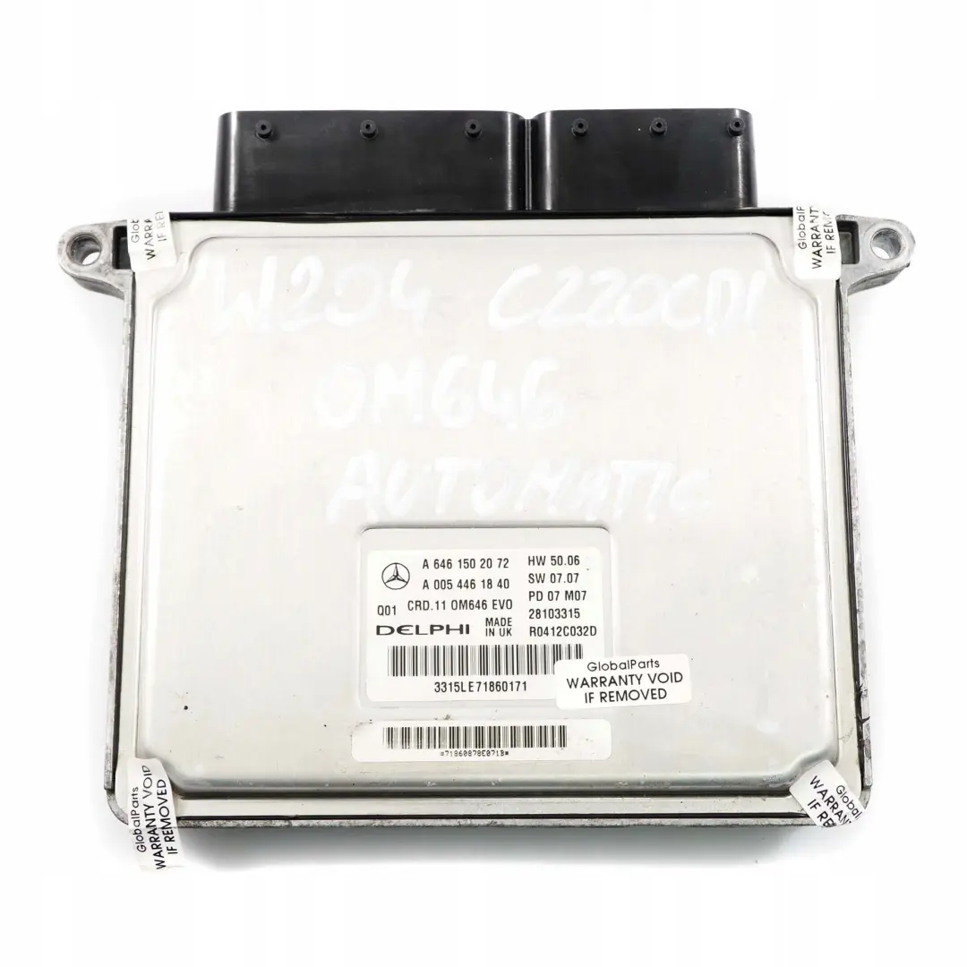 Mercedes-Benz W204 C 220 CDI C220CDI Unita di Controllo Del Motore - SKU A6461502072 - Numero di parte A6461502072
