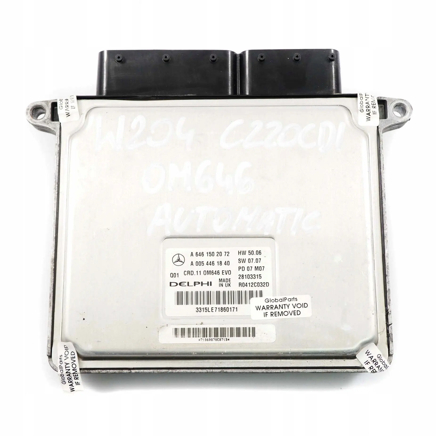 Mercedes-Benz W204 C220CDI Diesel Engine Control Unit Module ECU A6461502072