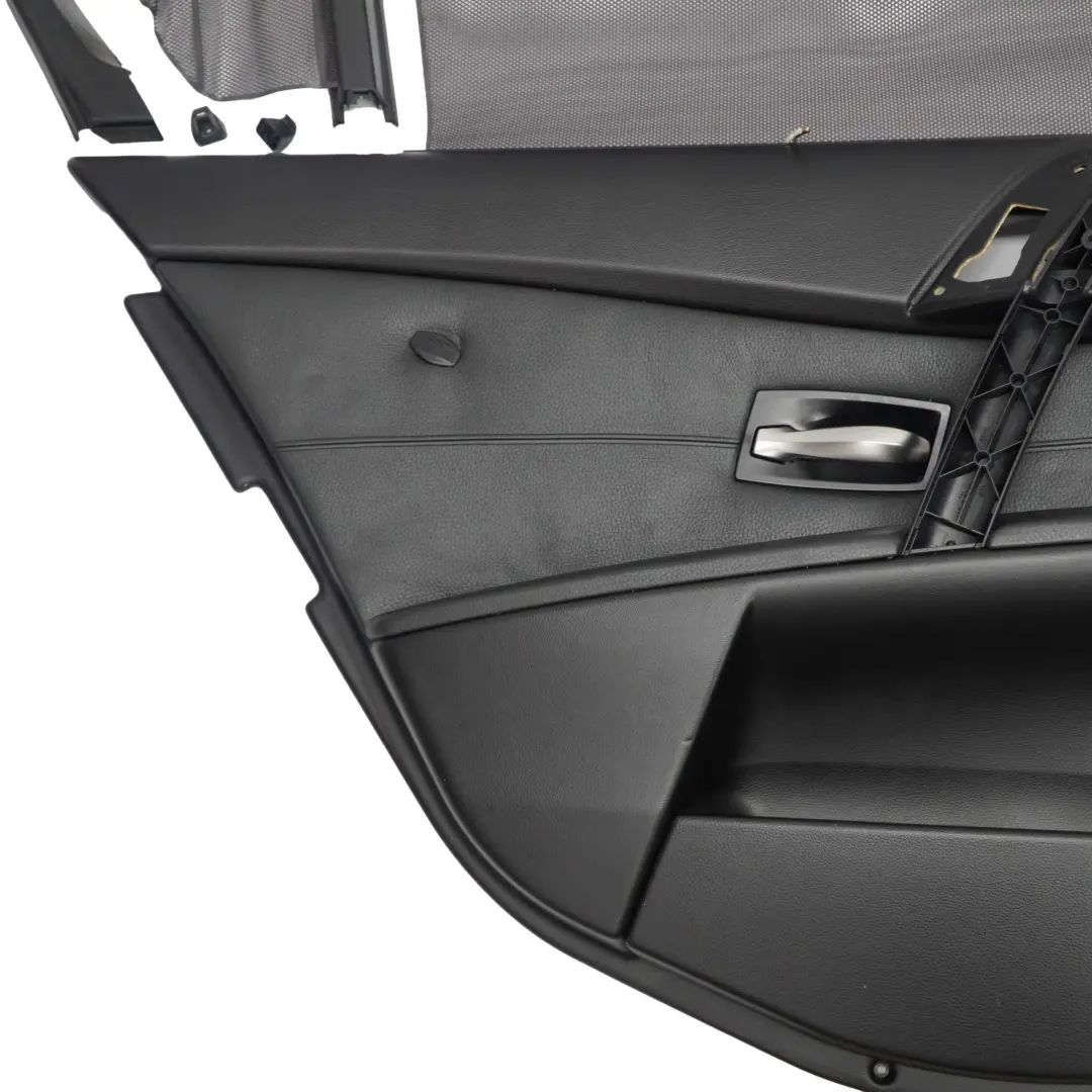 BMW 5 E60 Rear Left N/S Door Card Black Leather Trim Panel Roller Blinds Set - SKU 7079391/2 - Part number 7079391