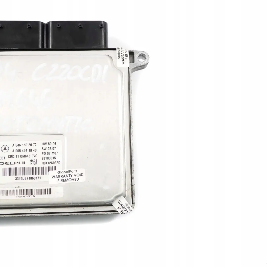  Mercedes-Benz W204 C220CDI Diesel Engine Control Unit Module ECU - SKU A6461502072 - Part number A6461502072
