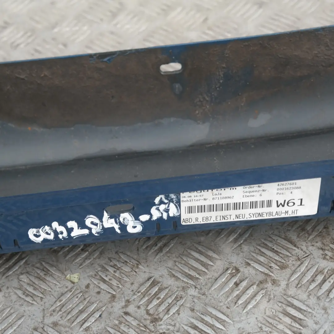 Sill Strip Side Skirt Right O/S Sydneyblau Sydney Blau Blue to BMW 1 SERIES 13 E87 with Part number 32948 BMW 1 SERIES 13 E87 Sill Strip Side Skirt Right O/S Sydneyblau Sydney Blau Blue - SKU 0032948-SYD13 - Part number 32948