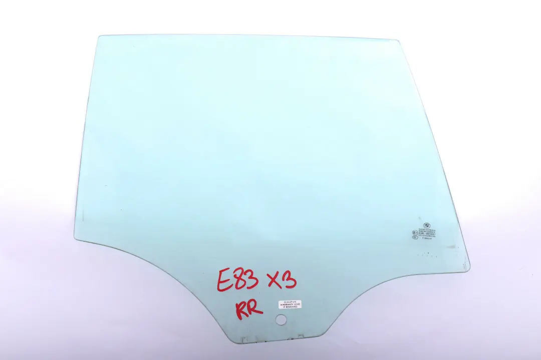 Right Door O/S Side Window Glass Green AS2 to BMW X3 E83 Rear with Part number 3332312 BMW X3 E83 Rear Right Door O/S Side Window Glass Green AS2 - SKU 3332312 - Part number 3332312
