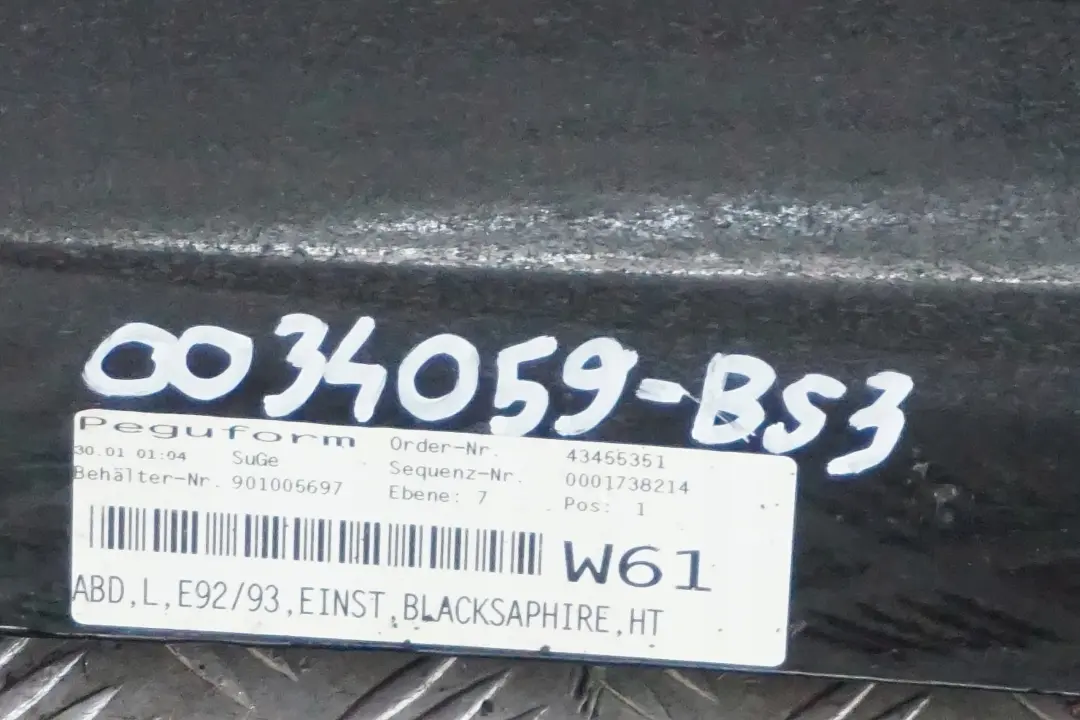 BMW 3 Series E92 E93 3 Sill Strip Side Skirt Left N/S Black Sapphire Metallic - SKU 0034059-BS3 - Part number 0034059