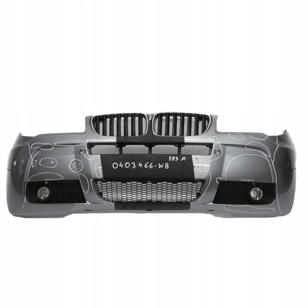 Complete Front Bumper PDC Bluewater Blue Metallic - 896 to BMW X3 E83 M Sport with Part number 0403466 BMW X3 E83 M Sport Complete Front Bumper PDC Bluewater Blue Metallic - 896 - SKU 0403466-WB - Part number 0403466