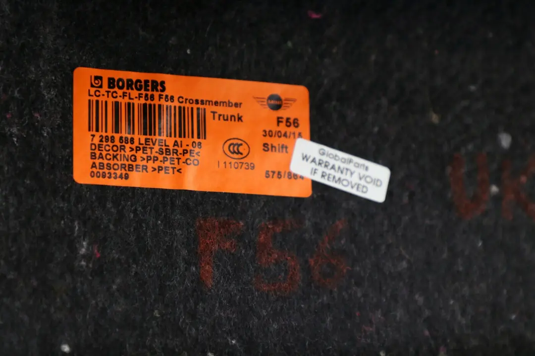 MINI F55 F56 Obudowa dywan tapicerka bagażnika - SKU 7298586 - Numer Części 7298586
